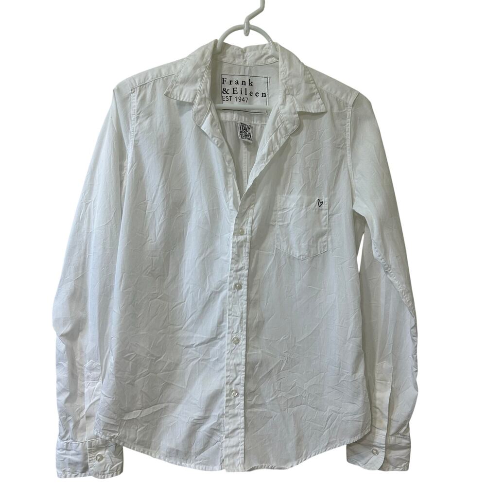 Frank & Eileen Womens Small Barry Italian Cotton White Button Down Shirt Minimal